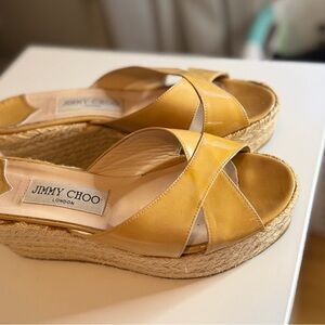 Jimmy Choo Mustard Espadrille Wedges